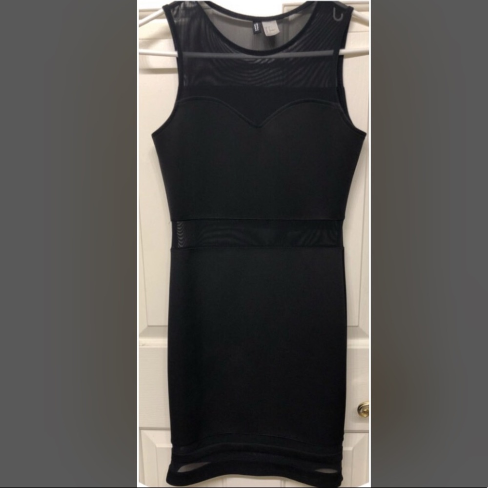 Woman’s Black Dress H&M Divided Mesh Cut Outs 6